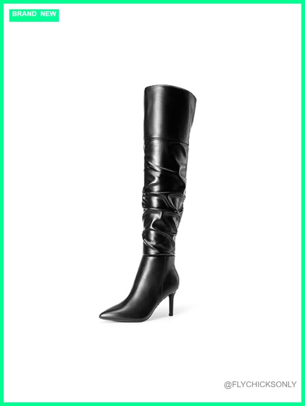 Women's Faux Leather Over the Knee Heeled Boots Pointed Toe Slouch